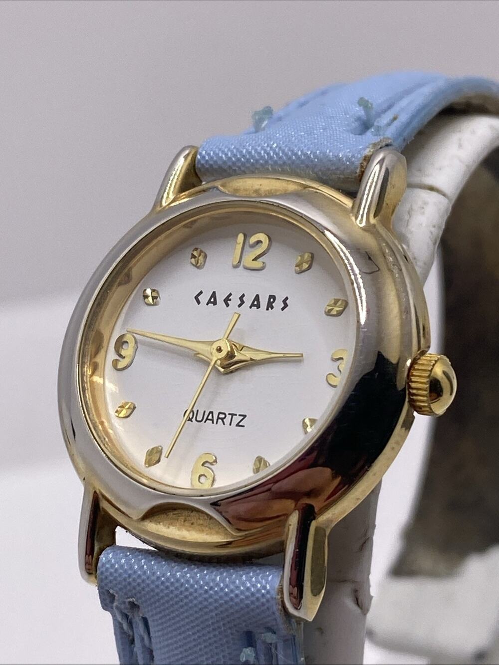 Vintage Caesars Palace Casino Watch Gold Tone Blue Watch New Battery